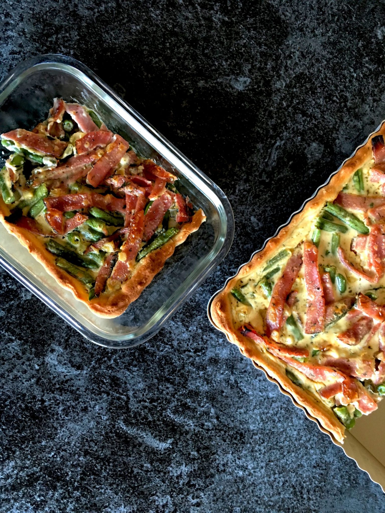Bohnen Quiche mit Lachsschinken und Dill